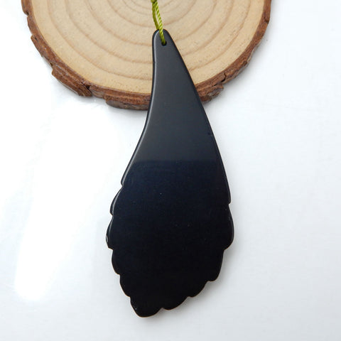 Carved Obsidian Drilled Pendant Bead, 67x29x6mm, 15.3g - MyGemGarden