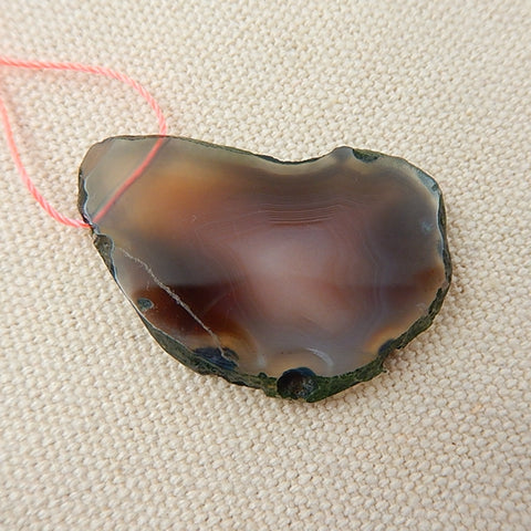 Agate Gemstone Natural Pendant Bead, 39x26x5mm, 8.0g - MyGemGarden