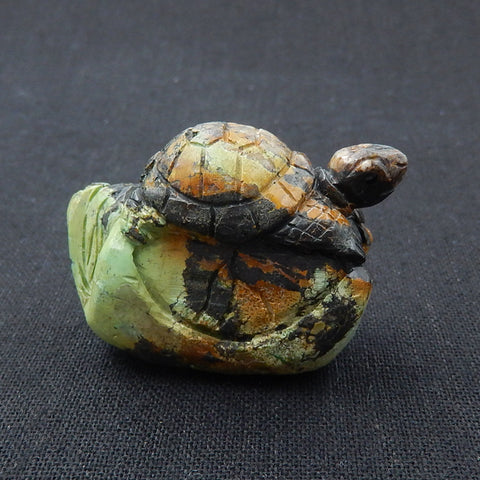 Turquoise Gemstone Turtle Carved Ornament, 47x32x19mm, 37g - MyGemGarden