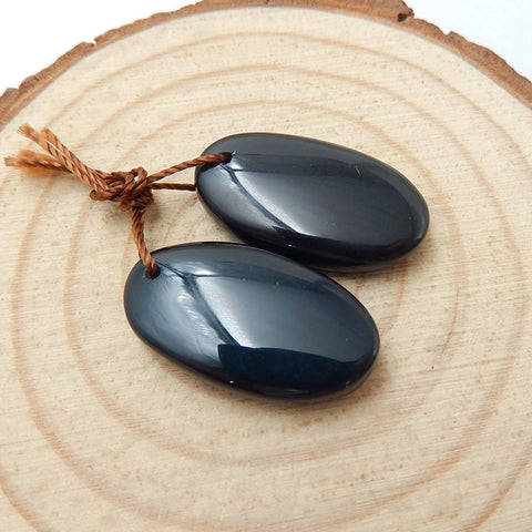 Natural Obsidian Oval Earrings Pair, stone for Earrings making, 22x13x5mm, 4.1g - MyGemGarden