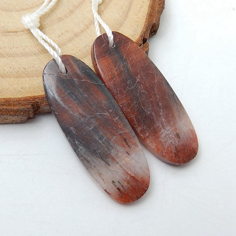 Natural Red Tiger-Eye Oval Earrings Pair, stone for Earrings making, 29x11x4mm, 4.5g - MyGemGarden