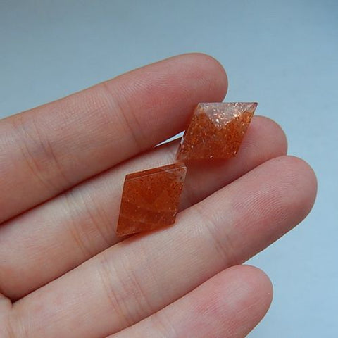 Hot Fashion Sunstone Gemstone Faceted Cabochon Pairs,18x12x7mm,2.7g - MyGemGarden