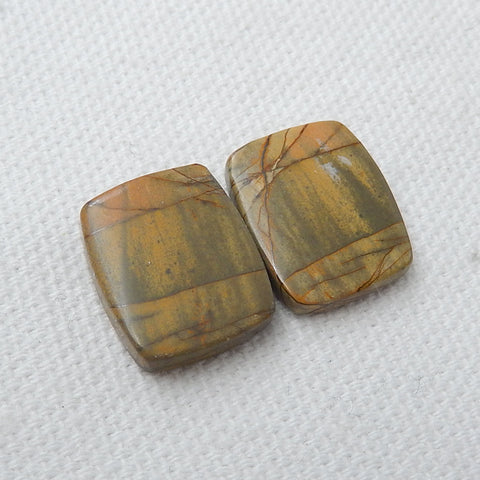 Natural Multicolor Picasso jasper Gemstone Cabochon Pair, 16x13x4mm, 3.4g - MyGemGarden