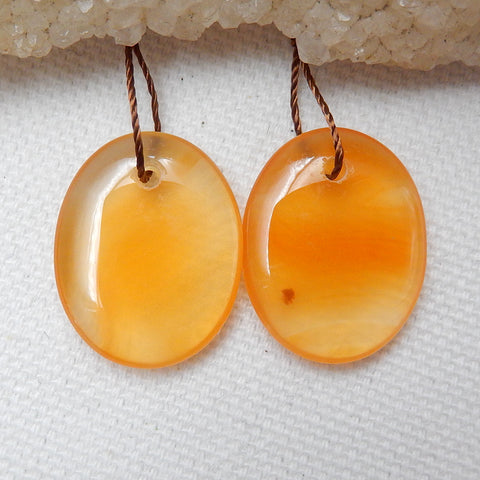 Natural Red Agate oval Earrings Pair, stone for Earrings making, 21x17x4mm, 4.7g - MyGemGarden