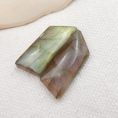 Natural Labradorite Flatback Gemstone Cabochon Pair, 25x10x4mm, 4g