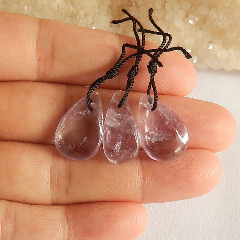 3 pcs Natural Amethyst Gemstone Pendant Bead, 18x9x4mm, 18x12x4mm, 4.1g - MyGemGarden