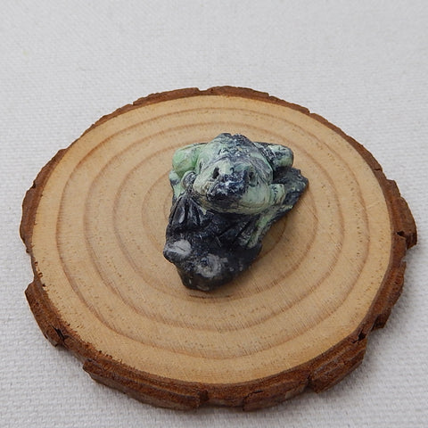 Natural Stone Green Tuquoise Carved Frog Amimal Cabochon, 32x25x19mm, 9.8g - MyGemGarden