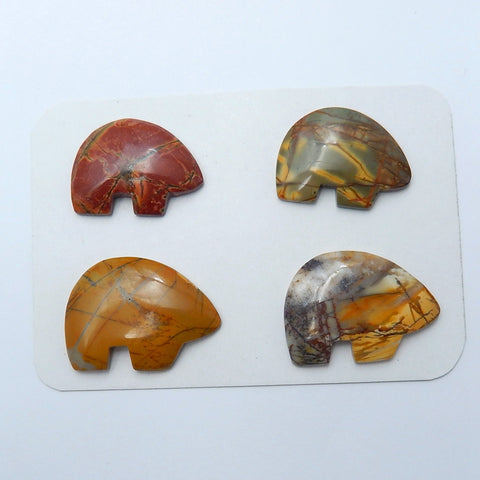 4 pcs Natural Multi-Color Picasso jasper Gemstone Cabochons, 25x18x4mm, 19.3g - MyGemGarden