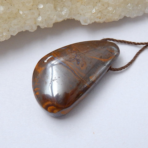 Natural Boulder opal Drilled Gemstone Pendant Bead, 45x20x8mm, 12g - MyGemGarden