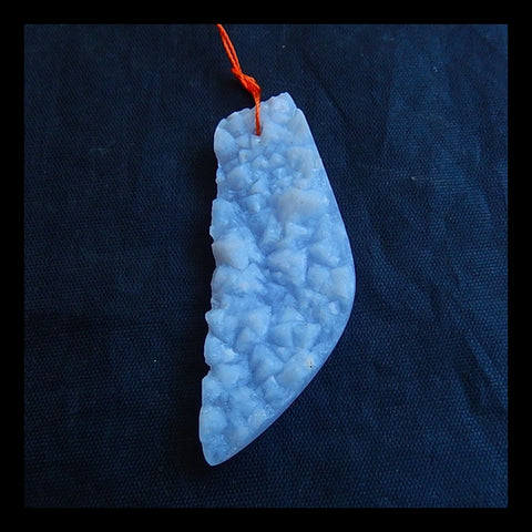 Drusy Blue Lace Agate Gemstone Pendant Bead, 56x21x10mm, 13.1g - MyGemGarden