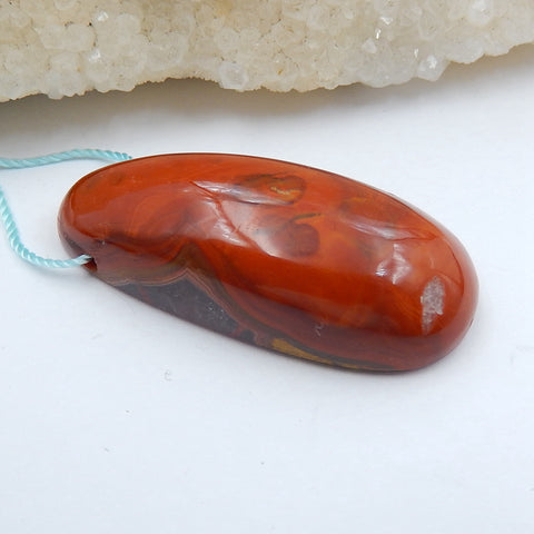 Natural Warring States Red Agate Drilled Gemstone Pendant Bead, 40x18x17mm, 12.1g - MyGemGarden