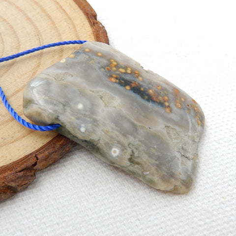 Nugget Ocean Jasper Drilled Gemstone Pendant Bead, 37x24x7mm, 10.3g - MyGemGarden