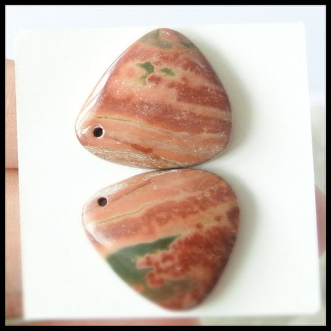 Natural Multi-Color Picasso Jasper Gemstone Earrings Pair 21x19x5mm,6.3g - MyGemGarden