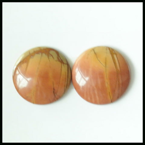 Natural Multi-Color Picasso Jasper 15mm Round Cabochons Pair, 15x15x4mm, 3.1g - MyGemGarden