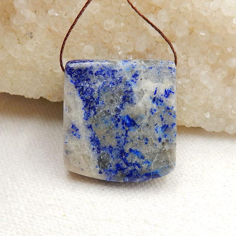 Natural Lapis Lazuli Drilled Gemstone Pendant Bead, 29x26x12mm, 19.3g - MyGemGarden