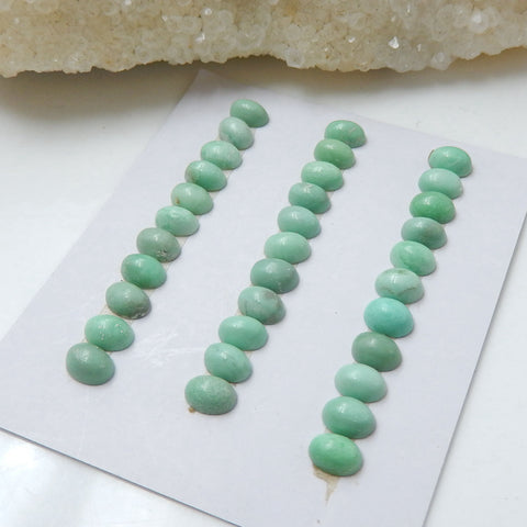 33 PCS Natural Variscite Oval Flatback Gemstone Cabochons, 6x4.5x3mm, 3.4g - MyGemGarden