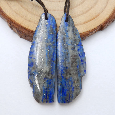 Nugget Lapis Lazuli Earrings Pair, stone for Earrings making, 40x12x4mm, 8.1g - MyGemGarden