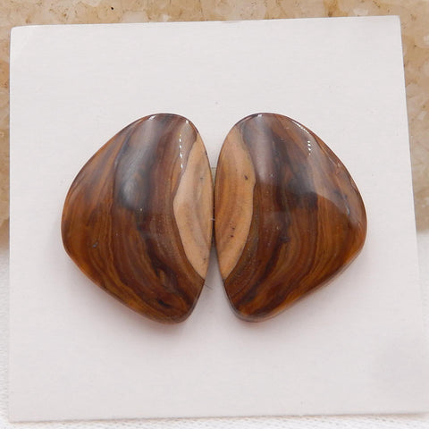 Us Biggs Jasper Gemstone Cabochon Pair, 20x14x5mm, 4.2g