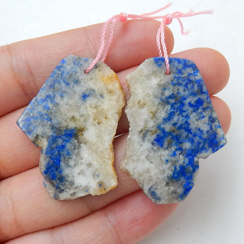 Nugget Lapis Lazuli Earrings Pair, stone for Earrings making, 36x26x3mm, 4.1g - MyGemGarden