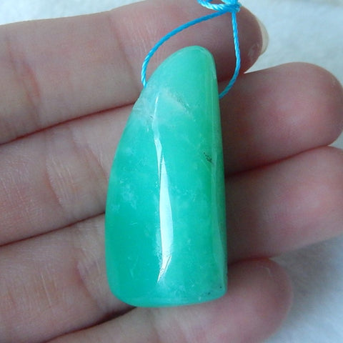 Chrysoprase Gemstone Pendant Bead, 35x16x12mm, 10.4g - MyGemGarden