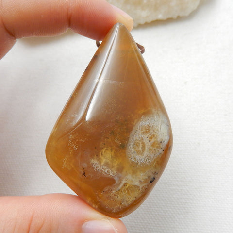 Natural Yellow Opal Gemstone Pendant, Natural Stone Jewelry, 58x38x21mm, 48.2g - MyGemGarden