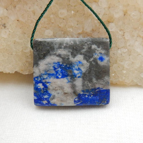 Rectangle Lapis Lazuli Drilled Gemstone Pendant Stone, 24x21x7mm, 8.8g