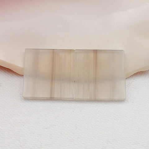 Natural Stripped Agate Banded Agate Square Gemstone Cabochon Pair, 23x23x3mm, 7.6g - MyGemGarden