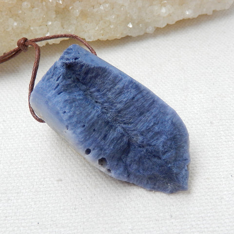 New, Blue Fossil Coral Gemstone Pendant, Nugget Pendant, 46x24x22mm, 30.2g - MyGemGarden