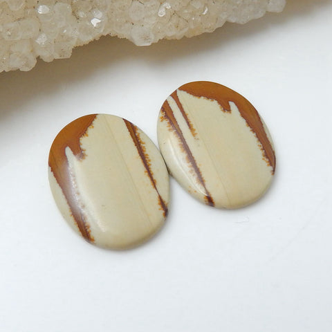 Natural Us Biggs Jasper Gemstone Cabochon Pair, 20x15x3mm, 2.9g - MyGemGarden