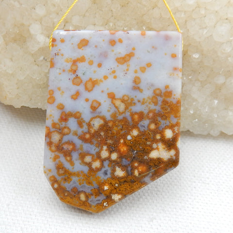 Natural Ocean Jasper Drilled Gemstone Pendant Bead, 48x35x7mm, 26.8g - MyGemGarden