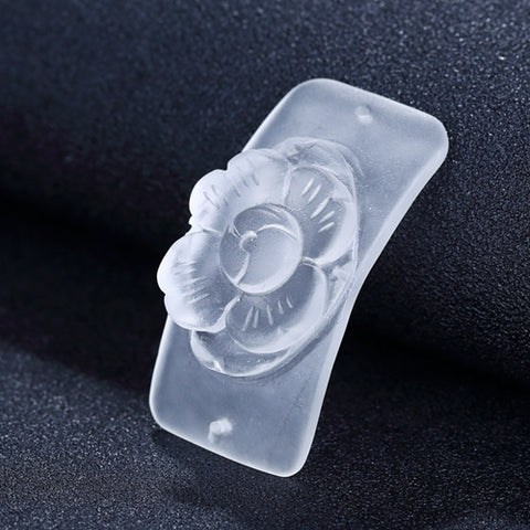 Carved Quartz Flower Gemstone Pendant, 39X20X8mm, 28.8g - MyGemGarden