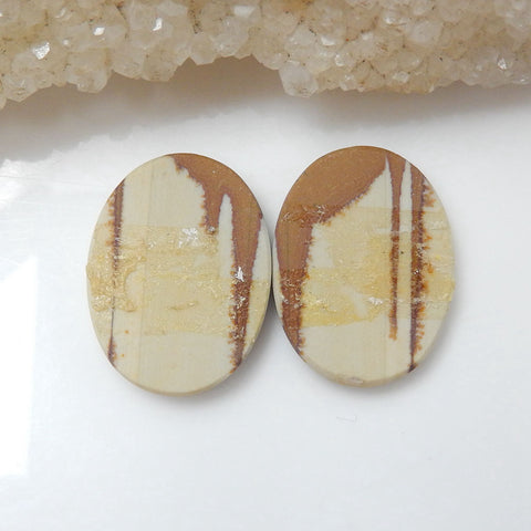 Natural Us Biggs Jasper Gemstone Cabochon Pair, 20x15x3mm, 2.9g - MyGemGarden