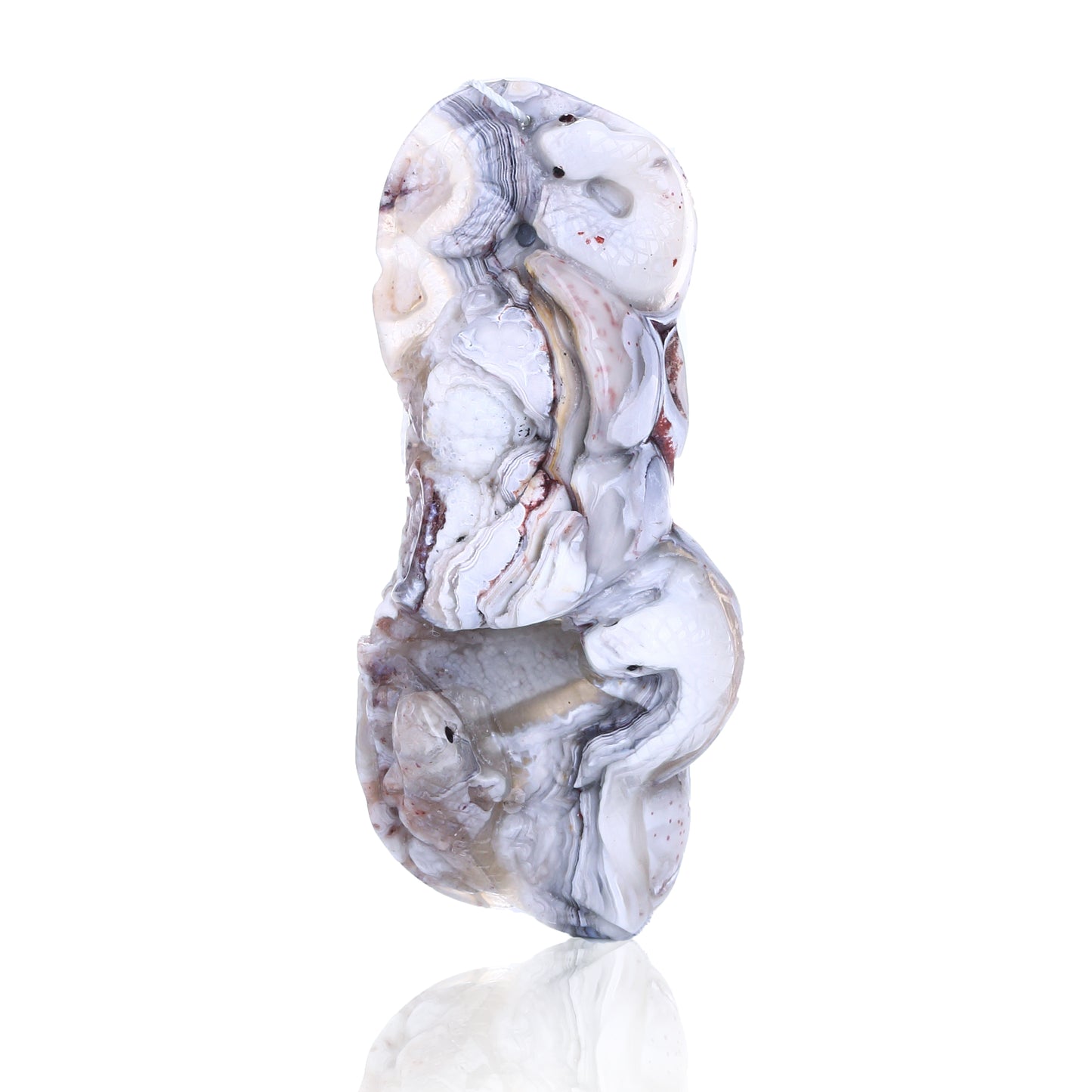 New Arrival Lace Agate Carved Snake Gemstone Pendant Bead, 82x40x18mm55.6g - MyGemGarden