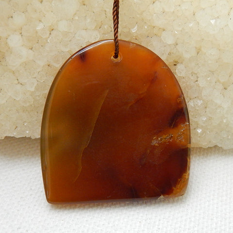 Natural Red agate Drilled Gemstone Pendant Pair, 37x34x7mm, 15.3g - MyGemGarden