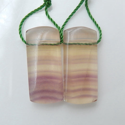 Natural Fluorite Rectangle Earrings Pair, stone for Earrings making, 22x10x4mm, 5.4g - MyGemGarden