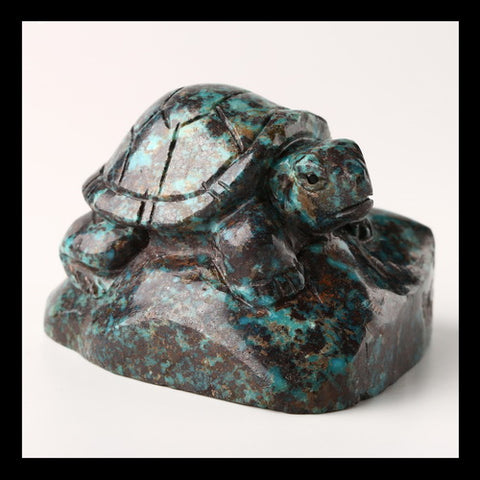 Turquoise Gemstone Tortoise Carved Ornament, 57x61x42mm, 194g - MyGemGarden