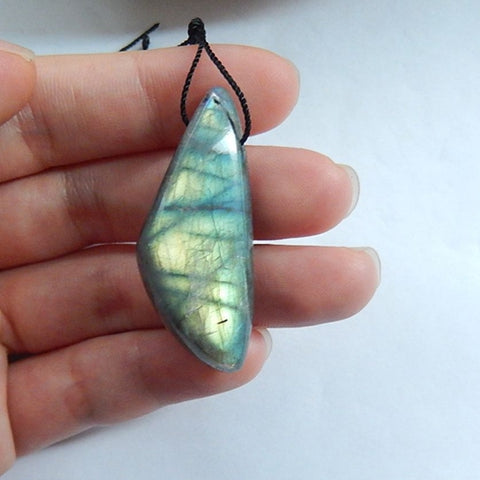 Labradorite Gemstone Pendant Bead, 42x18x13mm, 12.4g - MyGemGarden