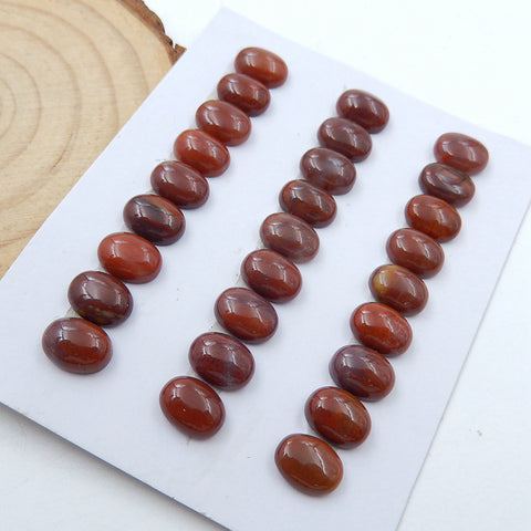 27 Pcs oval cut Wood Fossil Cabochons 8x6x3mm, 7g - MyGemGarden