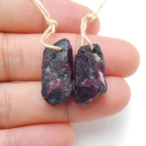 New, Nugget Ruby Gemstone Earrings Pair, Jewelry accessories Semi precious stones, 20x10x8mm, 6.4g - MyGemGarden