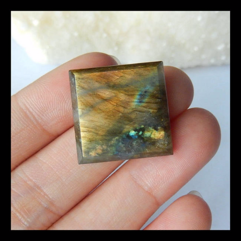 Shimmer Stone Faceted Labradorite Cabochon,20x5mm,5g - MyGemGarden