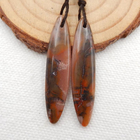 Picture Agate Earrings Stone Pair, stone for earrings making, 40x9x4mm, 5g - MyGemGarden