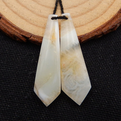 Tie-Shaped Crazy Lace Agate Earrings Stone Pair, stone for earrings making, 35x11x5mm, 4.7g