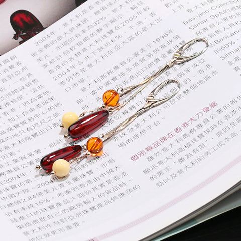 2018 New Design Hot Sale 925 Silver with Natural Amber Gemstone Earrings 5.3g - MyGemGarden