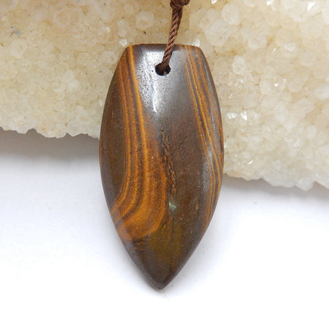 Nouveau, perle pendentif en pierre gemme percée d'opale Boulder naturelle, 37x33x7mm, 9.7g