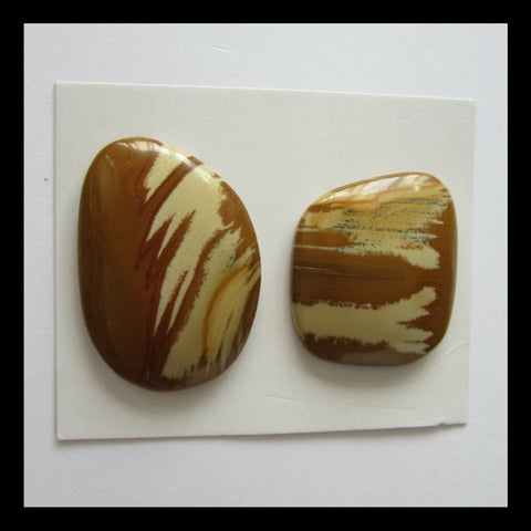 Amercian Picture Jasper Cabochon Pair,38x27x7mm,31x27x7mm,19.3g - MyGemGarden