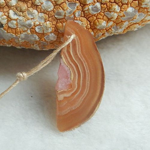 New, Argentina Rhodochrosite Gemstone Pendant Bead 28x13x2mm 1.8g - MyGemGarden