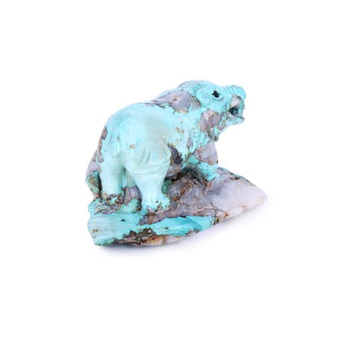 Fashion Turquoise Carved Luck Pig Gemstone Cabochon 70x48x46mm, 140g - MyGemGarden