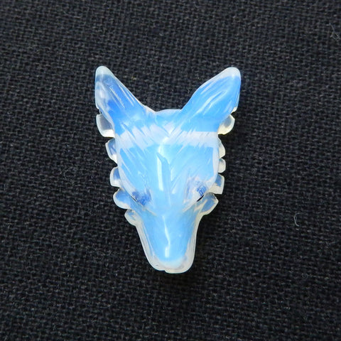 Carved Wolf head Opalite Gemstone Pendant , 25x19x9mm, 3.8g - MyGemGarden