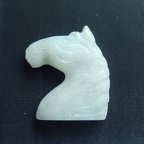 Natural Amazonite Carved Horse Head Gemstone Cabochon, 24x29x11mm, 18g - MyGemGarden