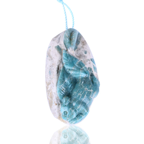 Support for Custom Carved Rabbit Amazonite Drilled Pendant Bead, 44x24x12mm, 16.5g - MyGemGarden